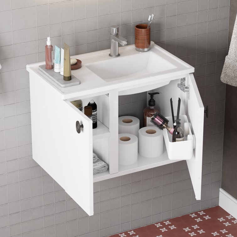 COZIMAX - GABINETE PARA BANHEIRO EM A�O TARUM� 60CM BRANCO